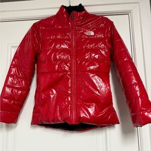 The North Face Mossbud Swirl reversible jacket.